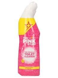 Bouteille rose et jaune de 750ml de The Pink Stuff The Miracle Toilet Cleaner, gel nettoyant pour toilettes, disponible chez ZEE GOURMET Dakar Nettoyant toilette en spray rose et jaune, efficace contre les résidus de calcaire et la grime.