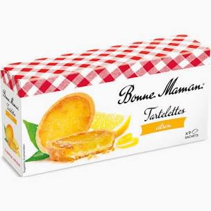 Boîte de tartelettes Bonne Maman au citron, emballage vichy rouge, contenant 9 sachets individuels, disponible chez ZEE GOURMET Dakar